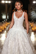 Spaghetti Strap Lace Sleeveless Backless A-Line Floor-Length Wedding Dress