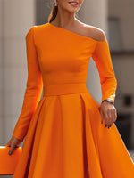 Radiant Elegance: Sophisticated Long-Sleeve Dress With Flair