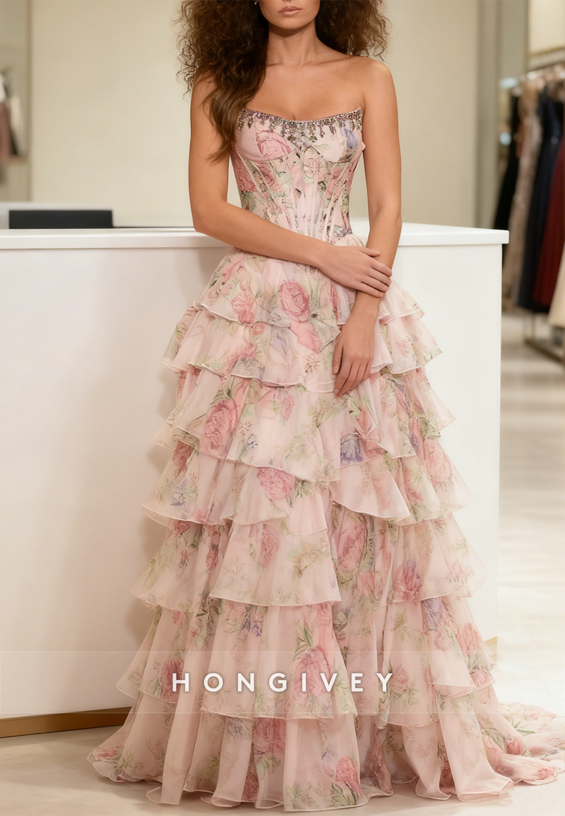 Sweetheart Beaded A-Line Tassel Slit Prom Dress