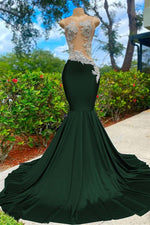 Hidais Shining Sleeveless V Neck Mermaid Long Prom Dress With Appliques