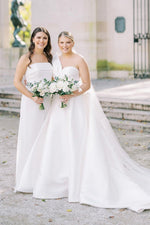 Elegant A-Line One Shoulder White Satin Wedding Dresses