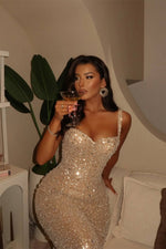 Sweetheart Straps Sleeveless Mermaid Prom Dress Long With Sequins Beads