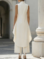 Asymmetric Layered Sleeveless Top Wide-Leg Pants Set