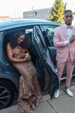 Coffee Off-the-Shoulder Mermaid Prom Dress Long With Sequins Beads Lace-up Back