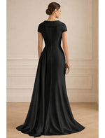 V-Neck Mermaid Flowers Floor-Length Formal Evening Dress