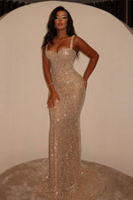 Sweetheart Straps Sleeveless Mermaid Prom Dress Long With Sequins Beads