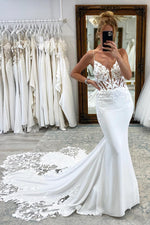 Sexy Applique Trumpet Wedding Dress with Train New 2025 HONGIVEY