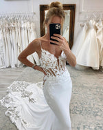 Sexy Applique Trumpet Wedding Dress with Train New 2025 HONGIVEY