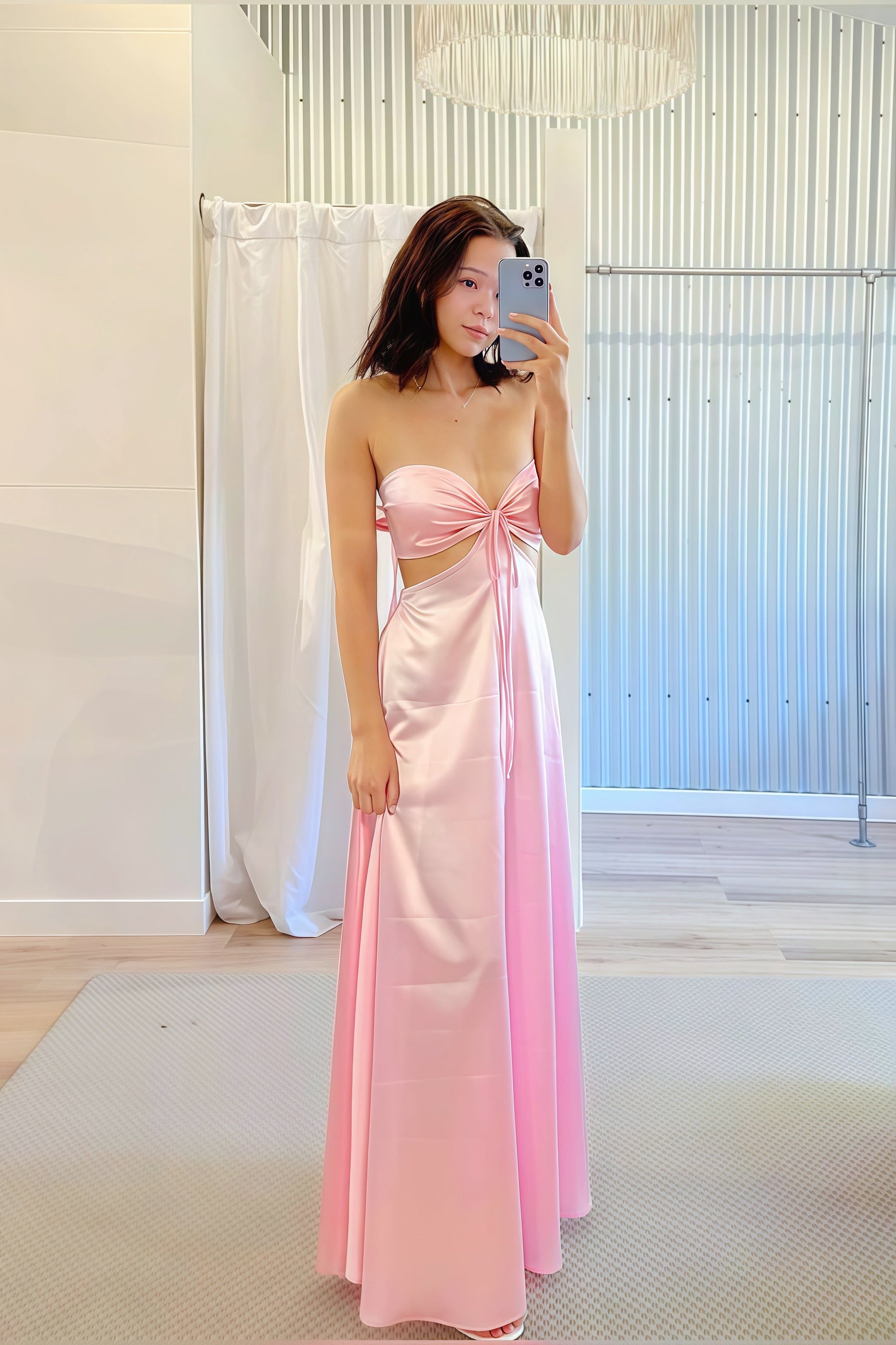 Sexy Pink Sweetheart Cutouts Long Party Dress