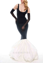 Scoop Regular Straps Low Back Mermaid Floor-Length Long Glove Evening Gowns