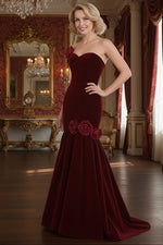 Sweetheart Mermaid Sweep Train Dress With Flowers Burgundy