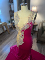 Sparkle Applique Sleeveless Mermaid Floor-Length Prom Dress