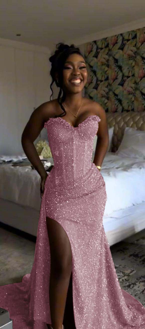 Hidais Sweetheart Sleeveless Long Mermaid Prom Dress With Split Sequin