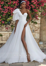 Chic A-line One Shoulder Sleeveless Bowknot Chiffon Wedding Dress