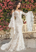 HONGIVEY Full Lace Applique Mermaid Wedding Dress Special Sleeves Sweetheart Bride Gown