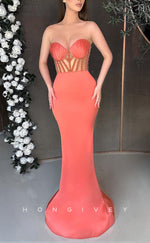 L2800 - Sweetheart Strapless Empire Beaded Trumpet Party Prom Evening Dress