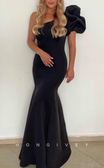 L2932 - Sexy Satin Trumpet One Shoulder Party Prom Evening Dress