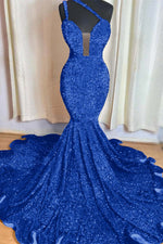 Hidais Red Mermaid Sleeveless One Shoulder Prom Dress Sweetheart Elegant Sequins