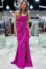 Stunning Red Strapless Mermaid Evening Dress with Front Twist