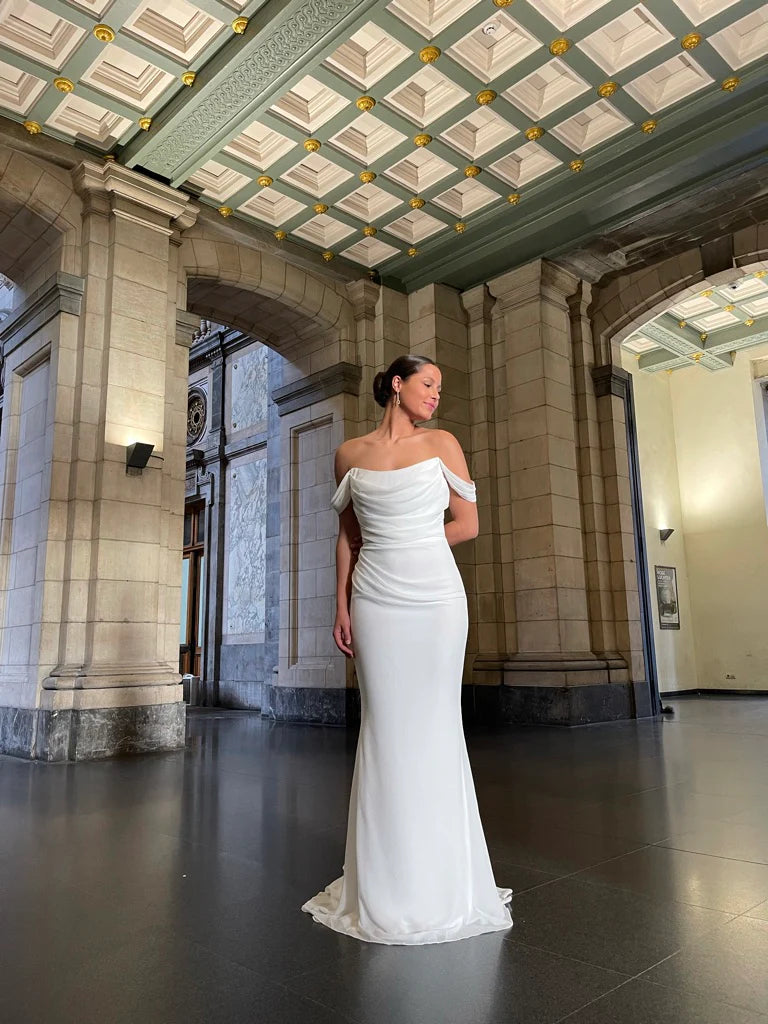 Off the Shoulder Sleeveless Mermaid Floor-length Evening Dress