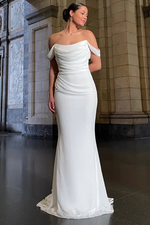 Off the Shoulder Sleeveless Mermaid Floor-length Evening Dress