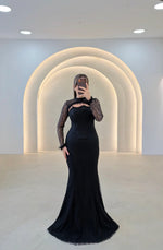Lace Long Sleeve Mermaid Backless Floor-Length Evening Dress