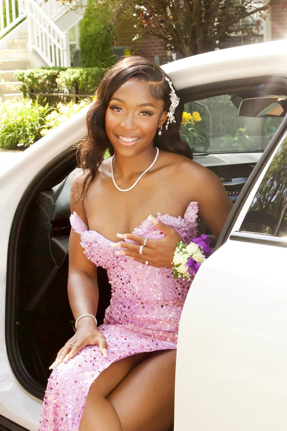 Modern Lavender Sweetheart Sequins Mermaid Prom Dress Split Long With Crystals Lace-Up