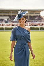 Asymmetrical 1/2 Sleeves Ankle-Length Chiffon Mother Of The Bride Dresses With Split FrontSheath Column