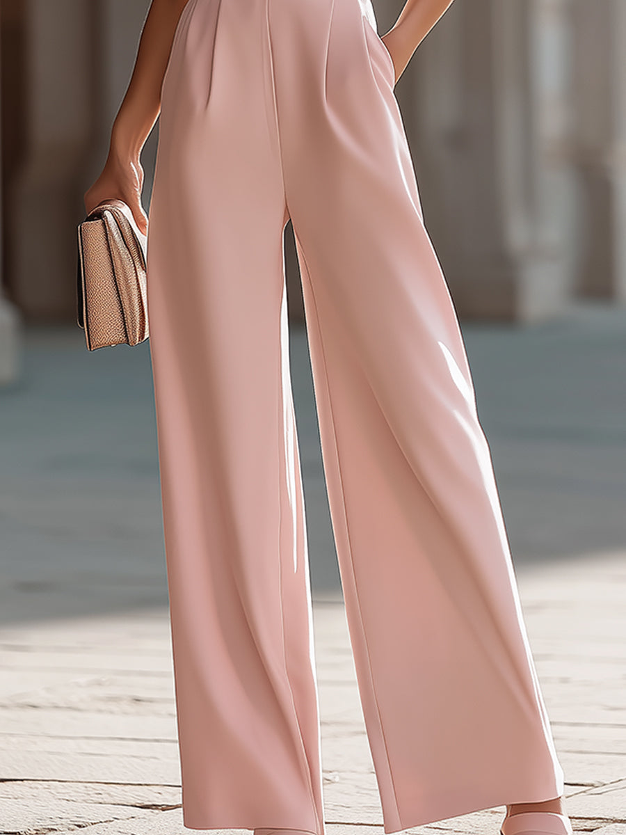 Blush Structured Wide-Leg Jumpsuit