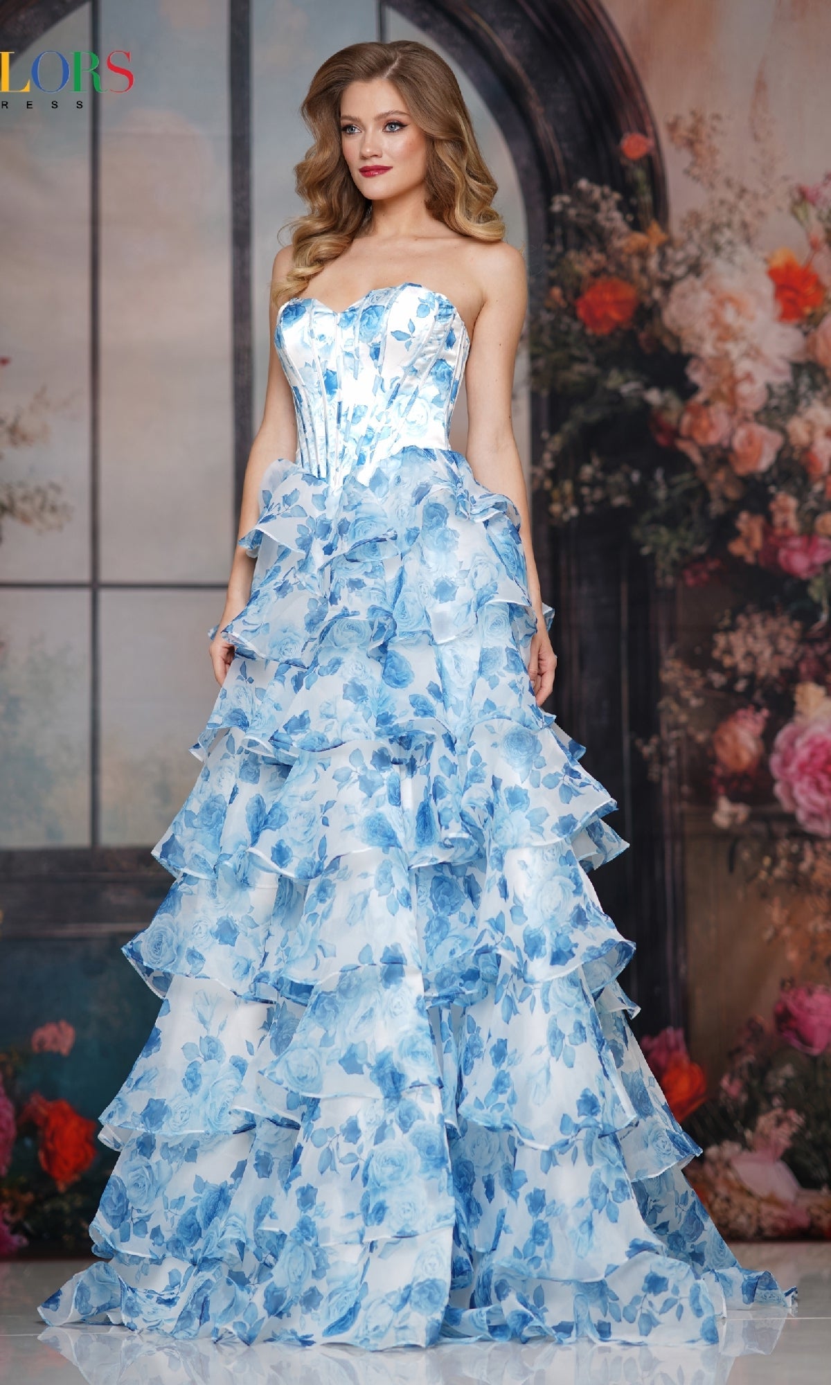 Strapless Long Ruffle Prom Gown: Colors Dress 3836