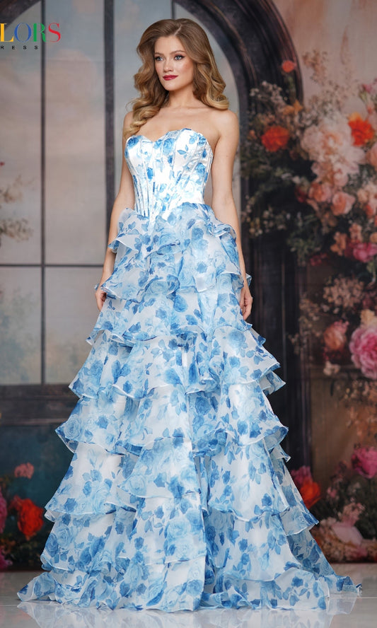 Strapless Long Ruffle Prom Gown: Colors Dress 3836