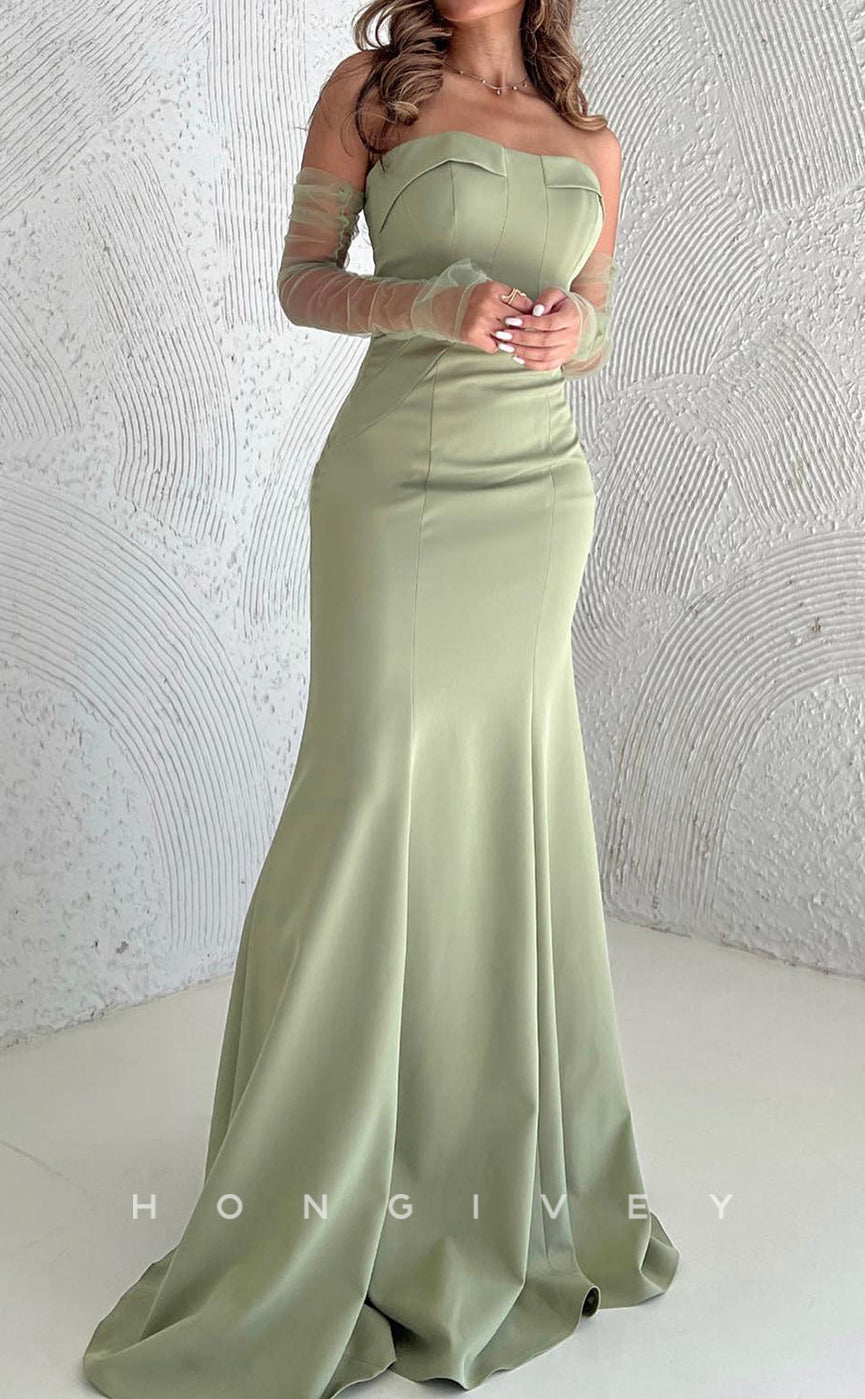 L2771 - Satin Strapless Trumpet With Train Party Prom Evening Dress