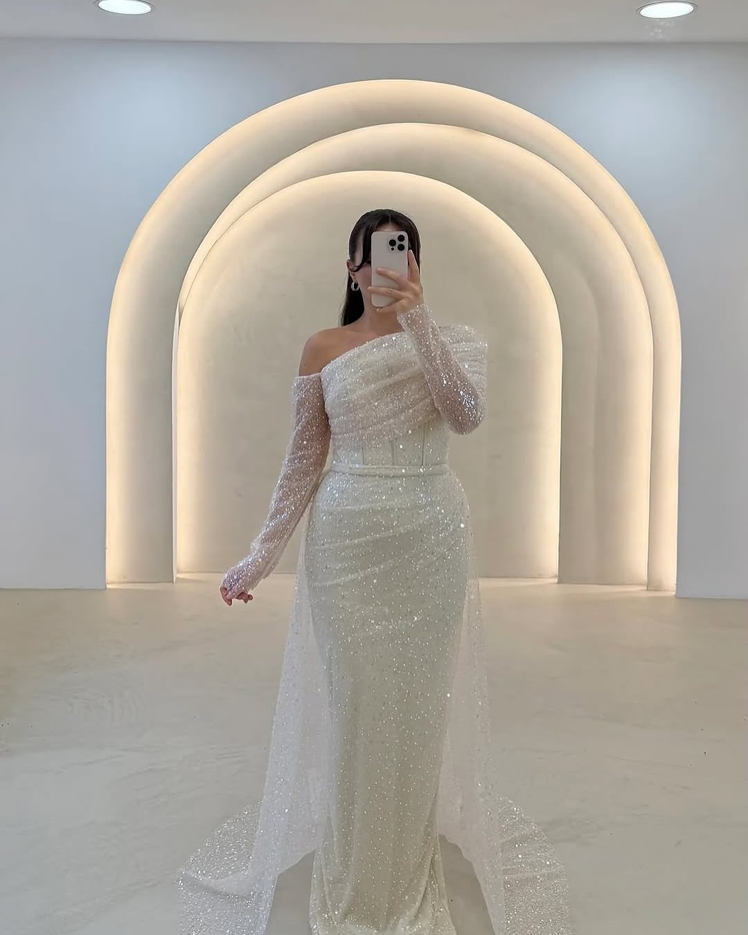 Lace Sequins Long Sleeve Mermaid Evening dress floor-Length