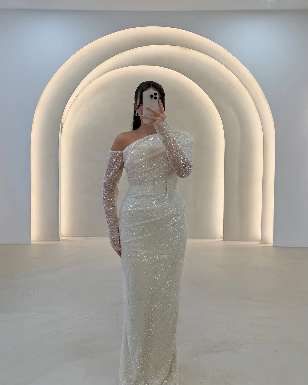 Lace Sequins Long Sleeve Mermaid Evening dress floor-Length