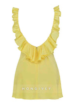 Pretty Sheath V Neck Low Back Yellow Short Homecoming Dress with Ruffles