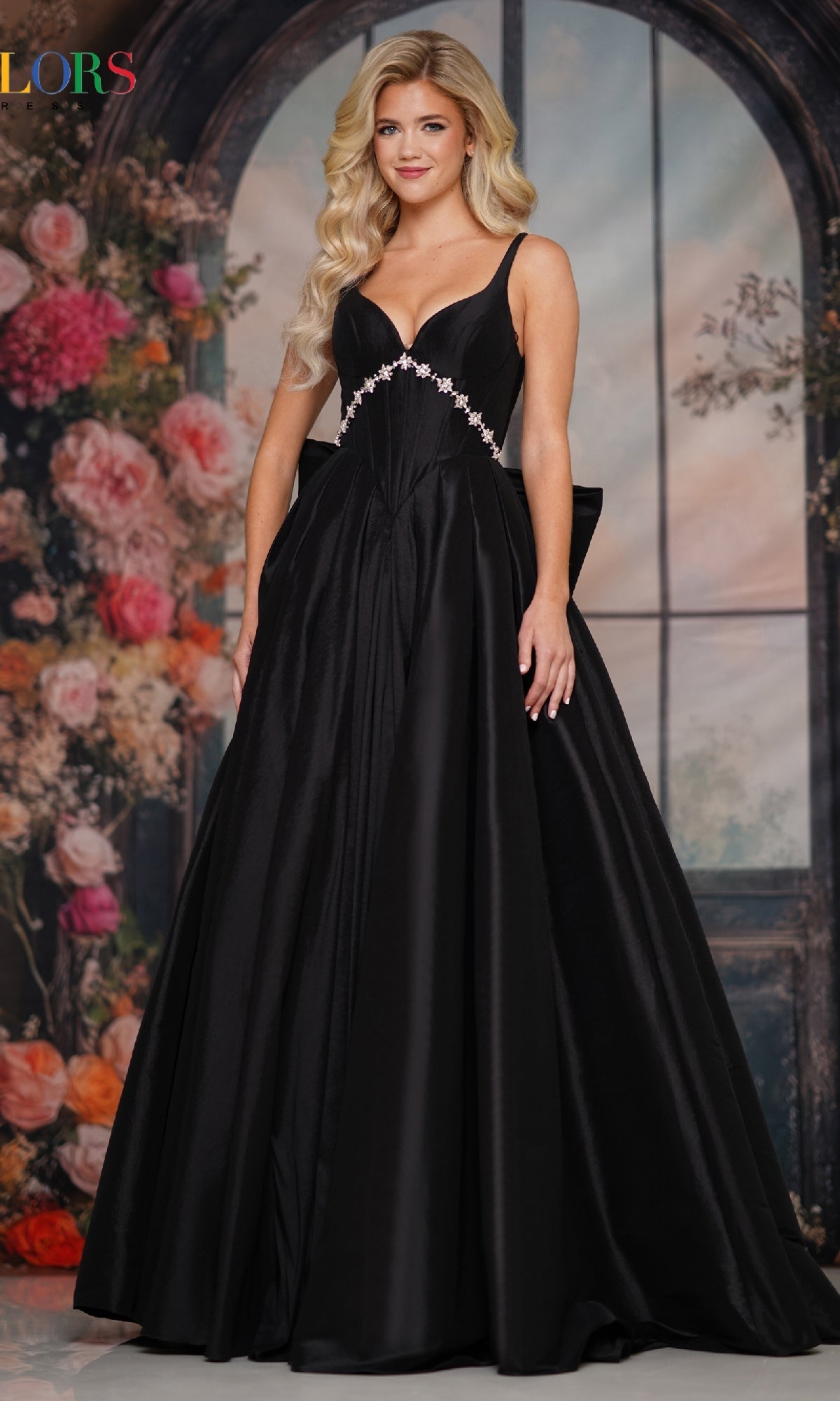 Statement-Bow Long Prom Dress: Colors Dress 3922