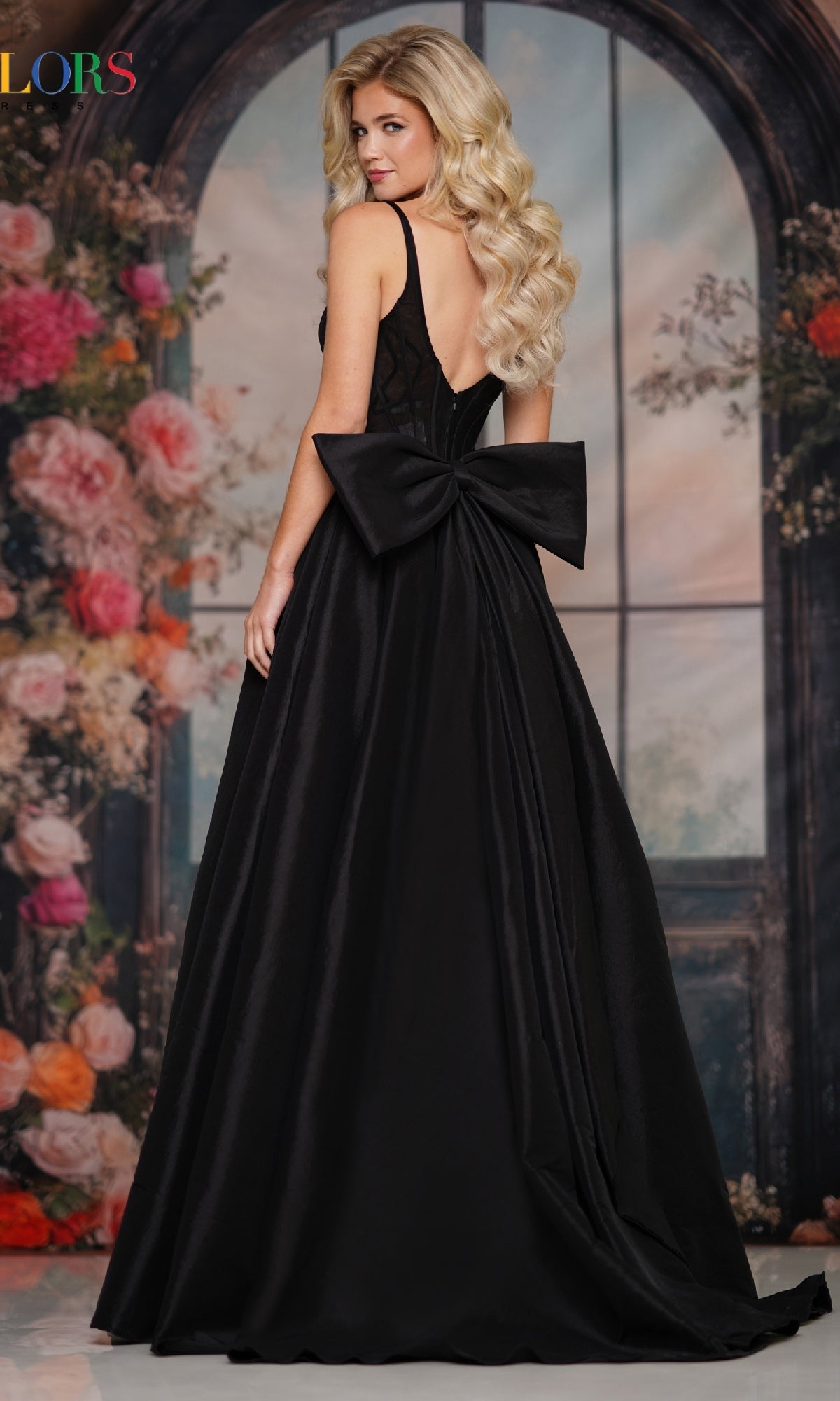 Statement-Bow Long Prom Dress: Colors Dress 3922