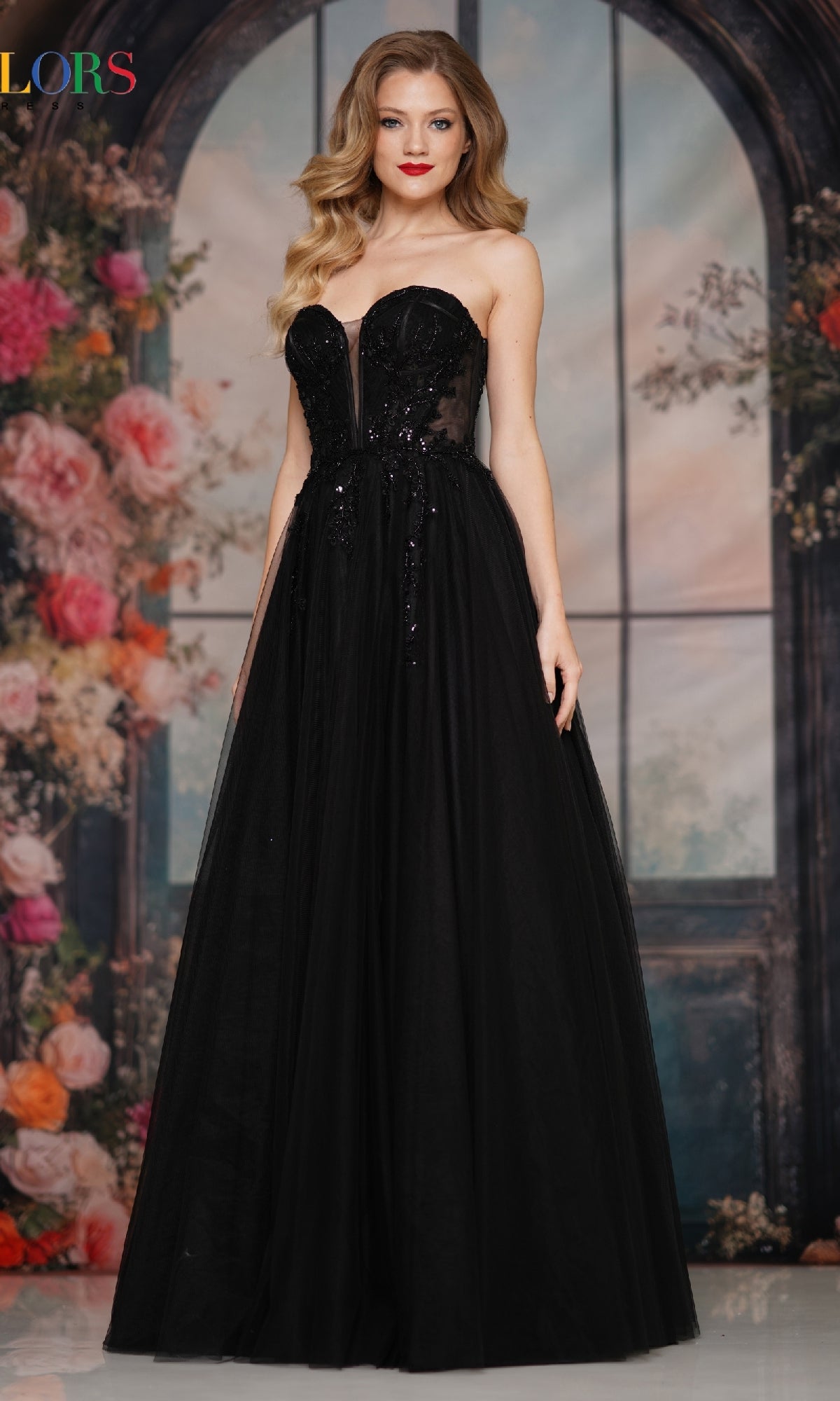 Strapless Long Corset Prom Dress: Colors Dress 3923