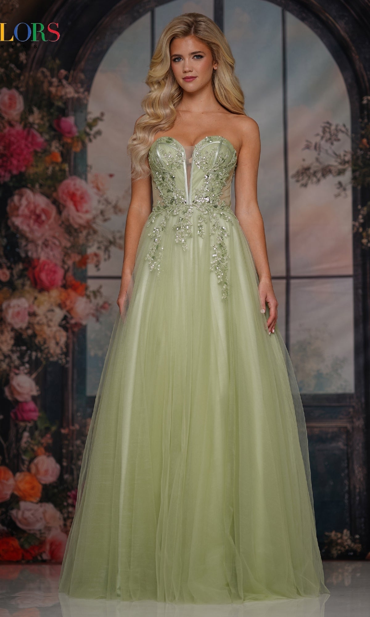 Strapless Long Corset Prom Dress: Colors Dress 3923