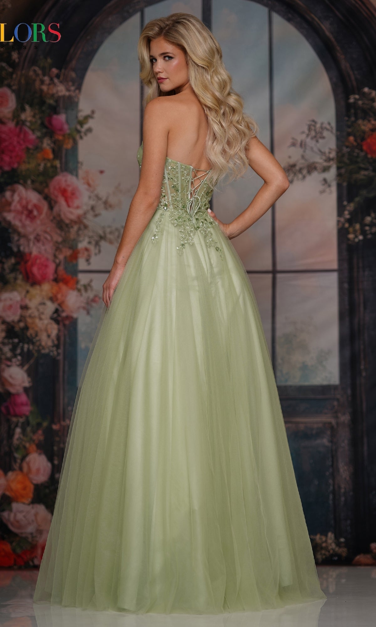 Strapless Long Corset Prom Dress: Colors Dress 3923
