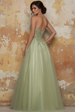 Strapless Long Corset Tulle A-Line Prom Dress