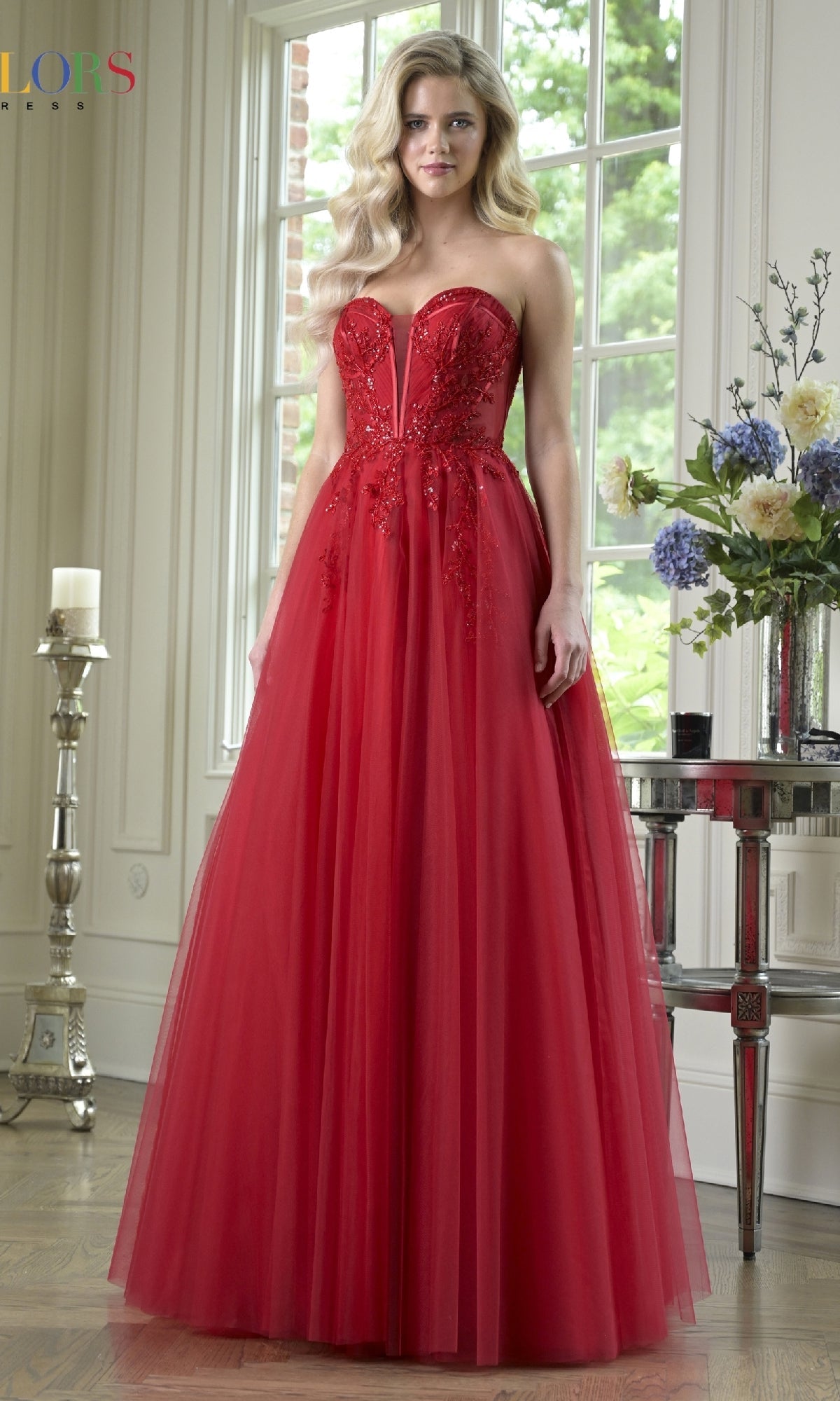 Strapless Long Corset Prom Dress: Colors Dress 3923