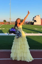 Fashion A Line Sweetheart Daffodial Chiffon Tiered Prom Dress