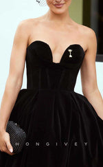 L2846 - Elegant & Luxurious A-Line Strapless Sleeveless Empire Party Prom Evening Dress