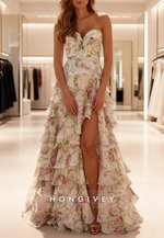 Sleeveless A-Line Slit Prom Dress