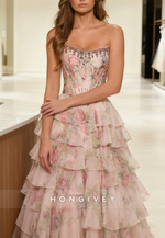 Sweetheart Beaded A-Line Tassel Slit Prom Dress