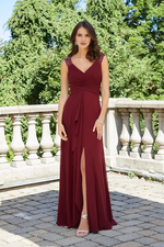 A-line exquisite bead side slit and floor length gown evening dresses