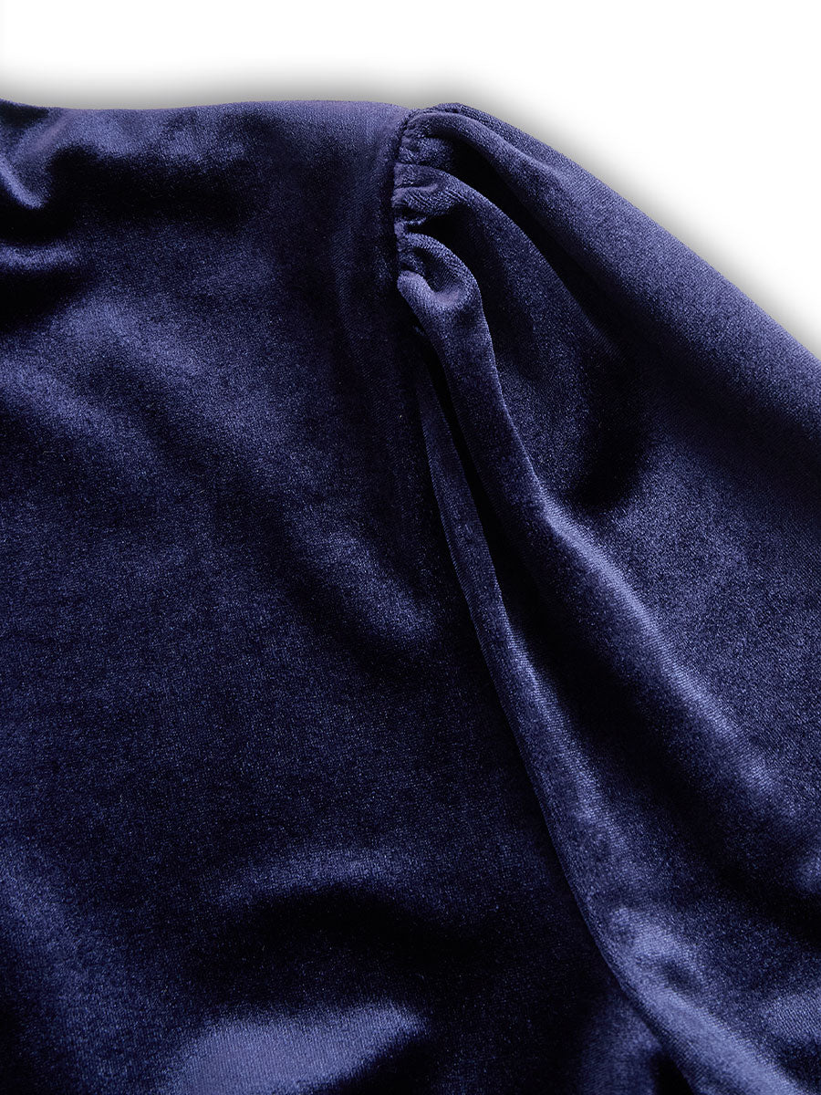 Luxurious Velvet Long-Sleeve Midi Dress