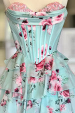 Pretty A Line Sweetheart Mint Green Corset Prom Dress with Appliques Ruffles