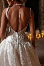 Spaghetti Strap Lace Sleeveless Backless A-Line Floor-Length Wedding Dress